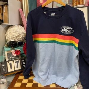 Ford motorsport Fleece Blue Colorful Stripe Sweatshirt